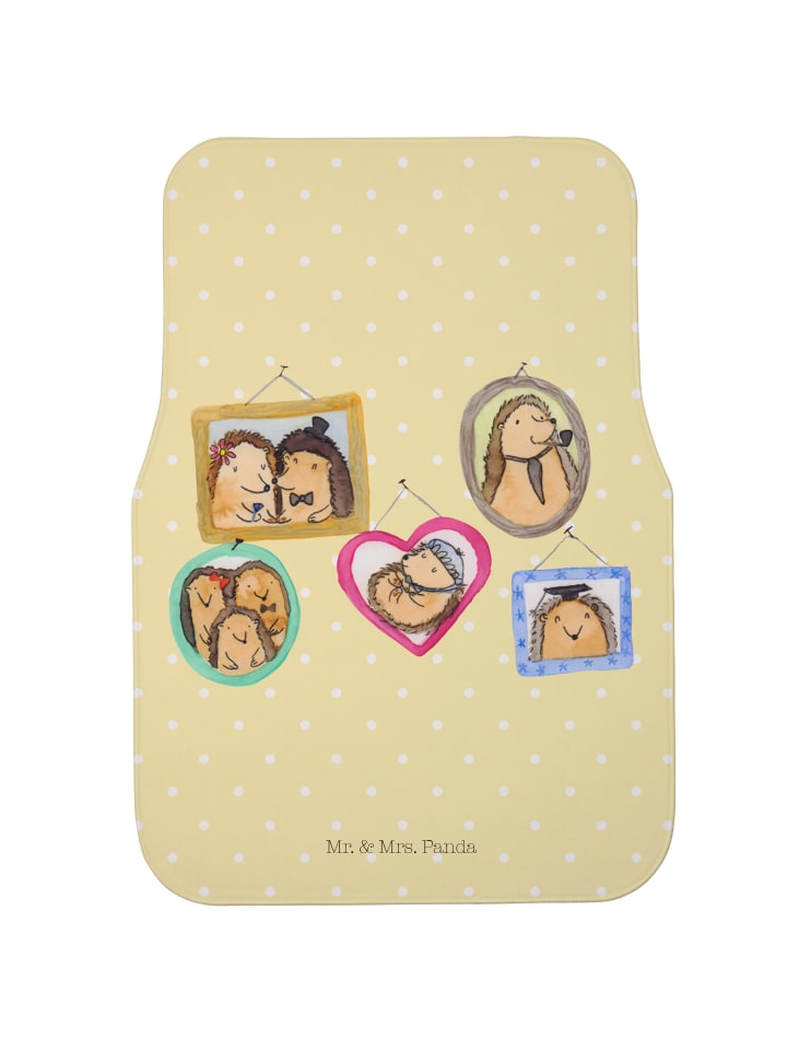 Automatte Igel Familie ohne Spruch in Gelb Pastell