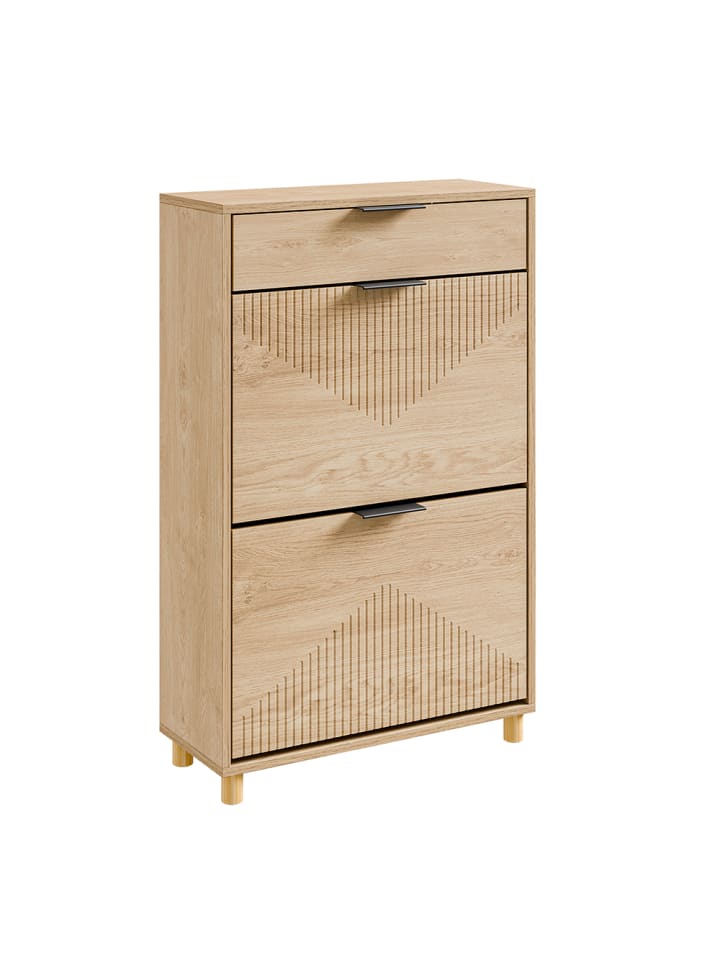 Schuhschrank in Hell-Eiche - (W) 24 x (H) 95 x (L) 60 cm