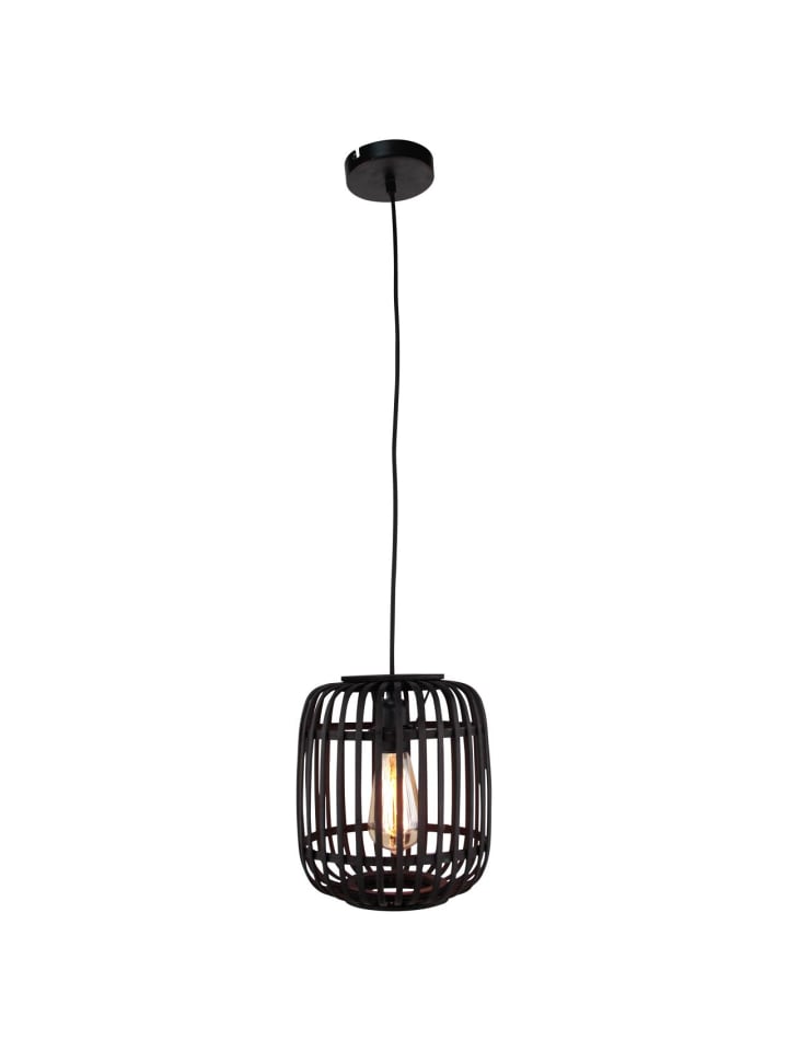 Pendelleuchte, 1-flammig (21cm) Woodrow ⌀ 21 cm in holz dunkel/schwarz