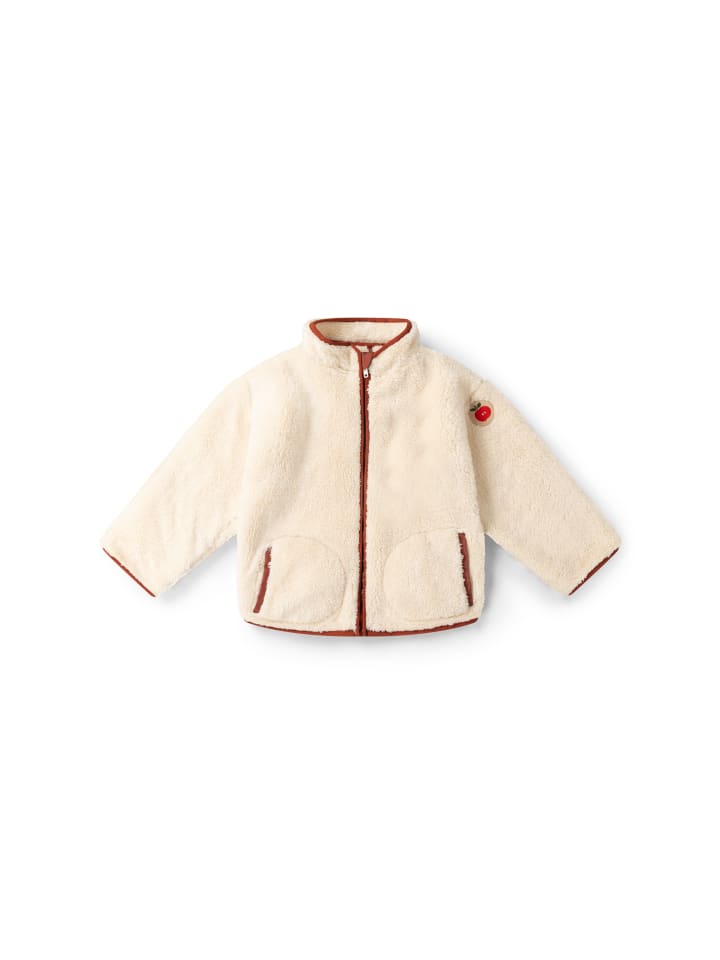 Kuschelige Fleecejacke aus recyceltem Material mit Reißverschluss in Creme
