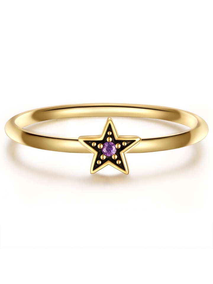 Ring Stern aus Sterling Silber mit Zirkonia in gelbgold