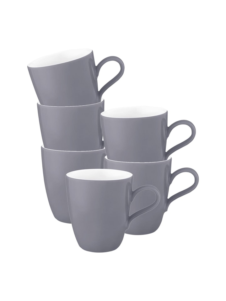 6er Set Henkelbecher Life Fashion in Elegant Grey 400 ml
