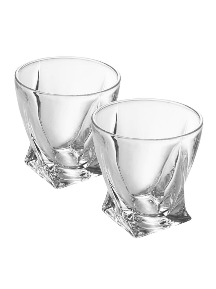 Whisky Glas 'TWISTED' - Whiskey Kristallglas in 2x Transparentes Glas