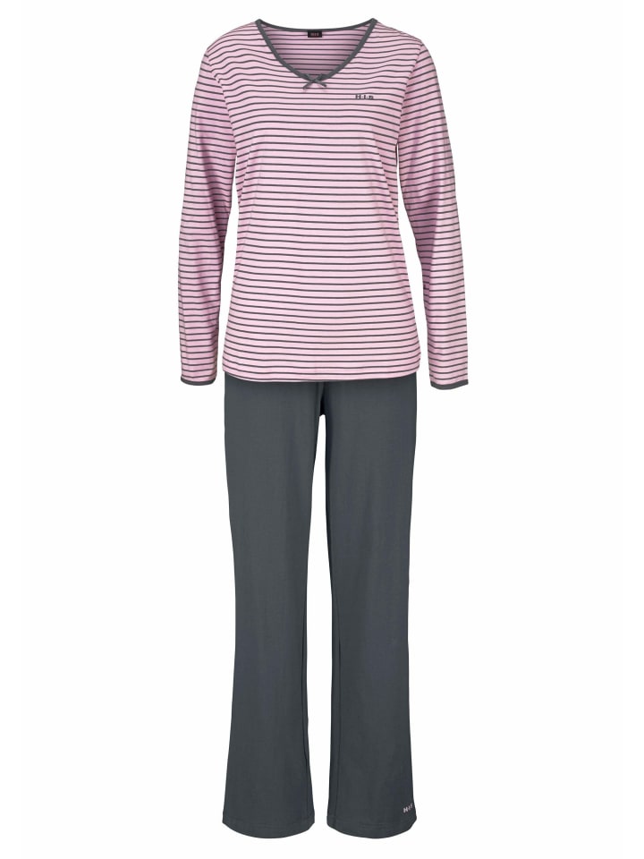 Pyjama in rosa-anthrazit