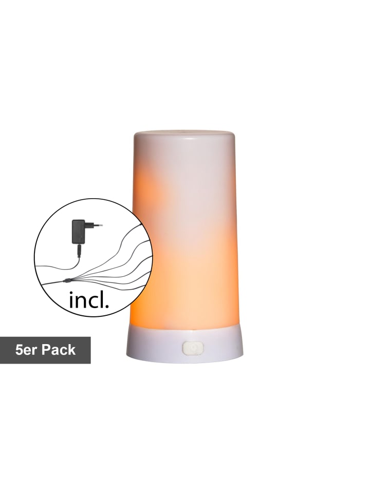 Starterset LED Tischkerze ,Diner mit Flammen-Effekt, Micro-USB, 5 Stü