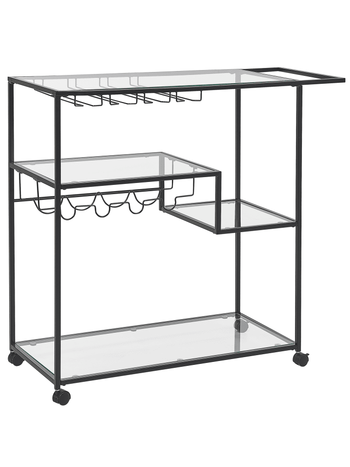 Servierwagen MARCOLA in Schwarz/Transparent - (W) 103 x (H) 94 x (L) 40 cm