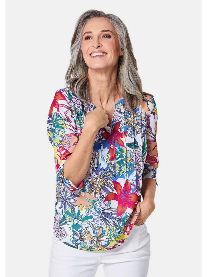 Blusenshirt mit Leo-Blüten-Muster in multicolor
