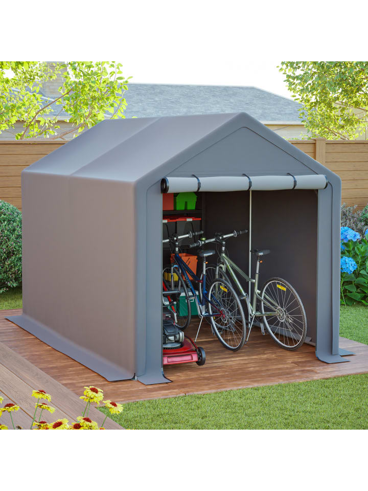 Gerätehaus in Dunkelgrau 296x190x200 cm für Fahrrad Werkzeug Garten