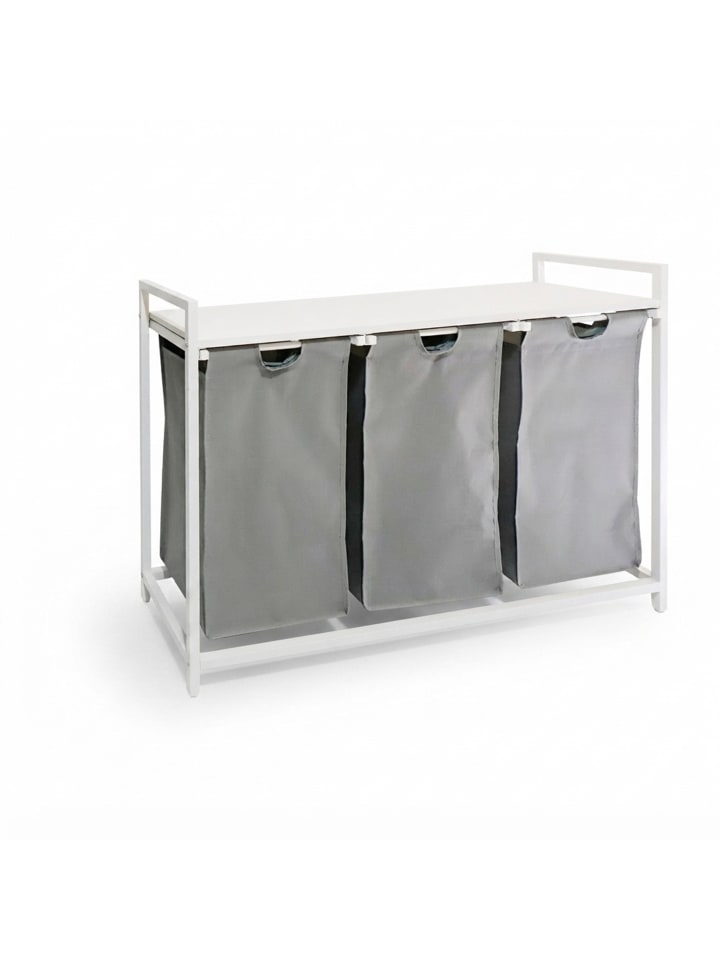Wäschesammler in Grau/ Weiß - (B)109,5 x (H)73,5 x (T)33 cm