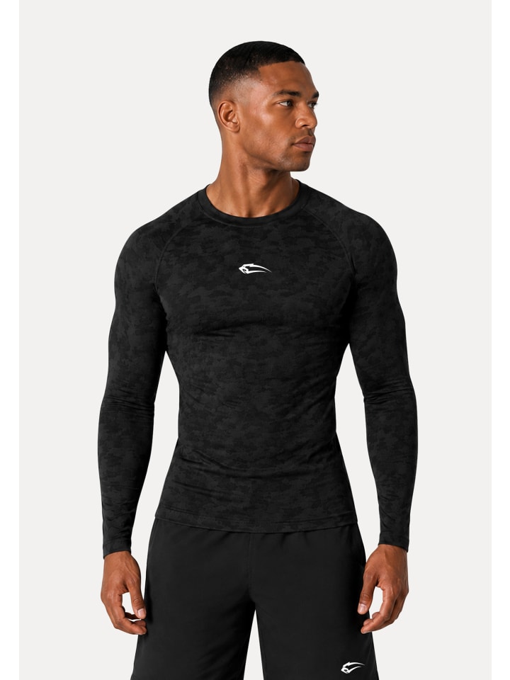 Kompression Camo Longsleeve Varek in Anthrazit/Schwarz