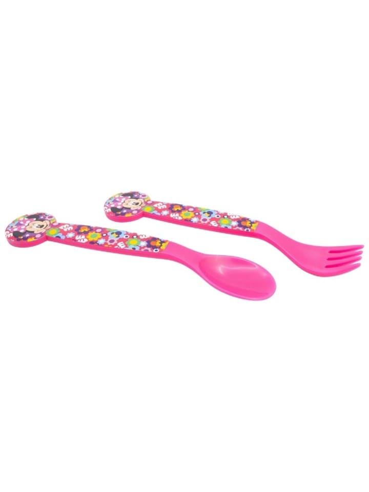 Disney Minnie Mouse Kinderbesteck Löffel und Gabel für Kinder in Pink