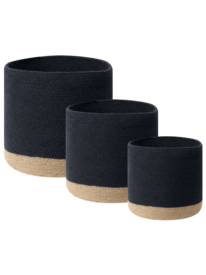 3er-Set Korb BASIMA in Beige/Schwarz