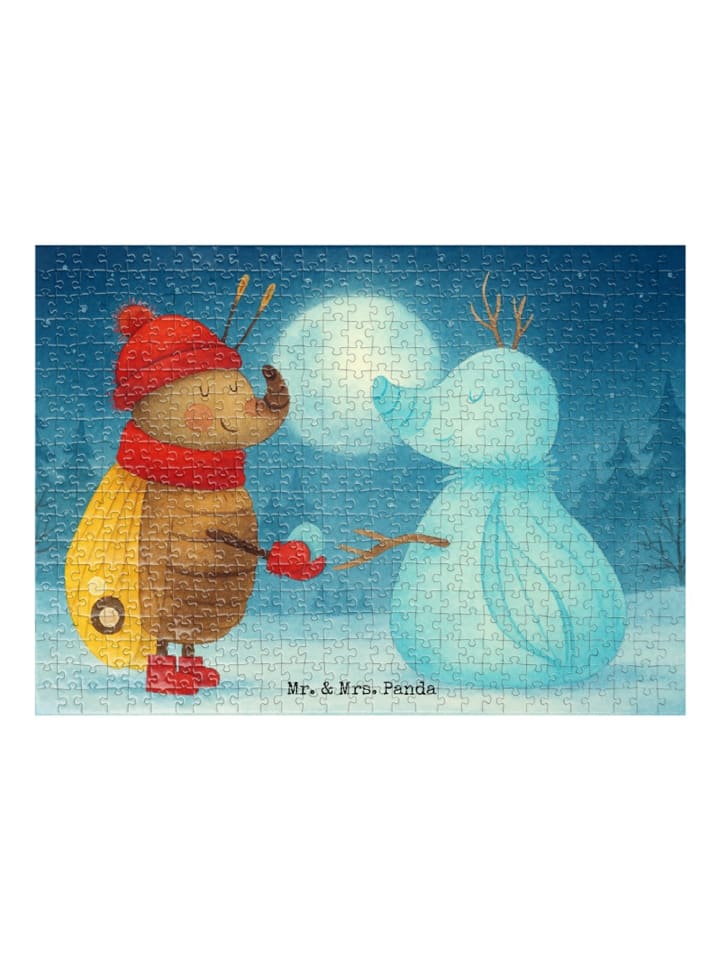 Puzzle Nachtfalter Schneemann Design ohne Spruch in Weiß