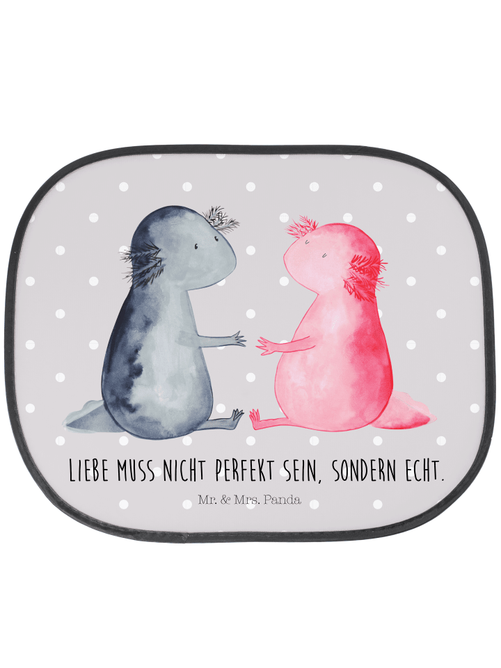 Sonnenschutz für Auto Axolotl Liebe mit Spruch in Grau Pastell