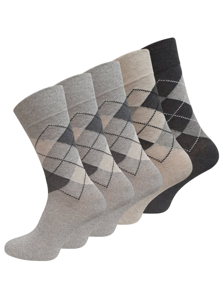 10 Paar Socken mit KARO Muster in Beigetöne