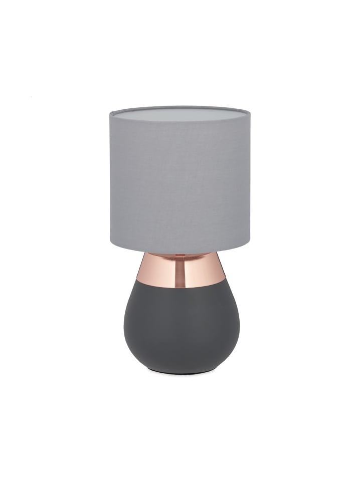 Nachttischlampe in Grau/Kupfer - (H)32,5 x Ø 18 cm