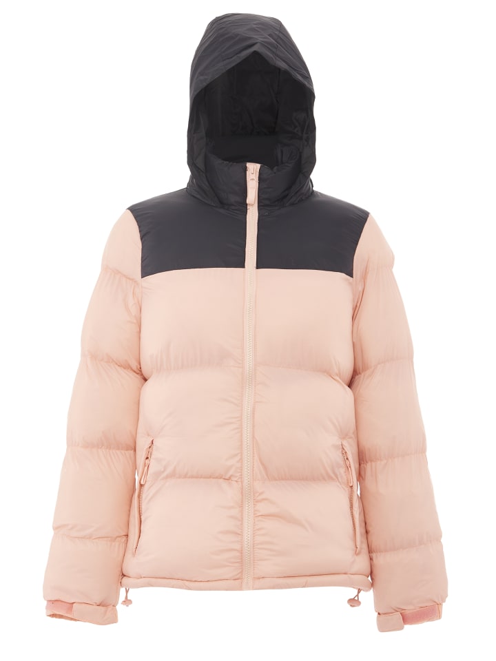 Damen Wattierte Steppjacke in Pfirsich Schwarz