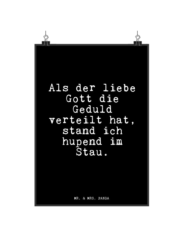 Wandbild Als der liebe Gott... mit Spruch in Schwarz