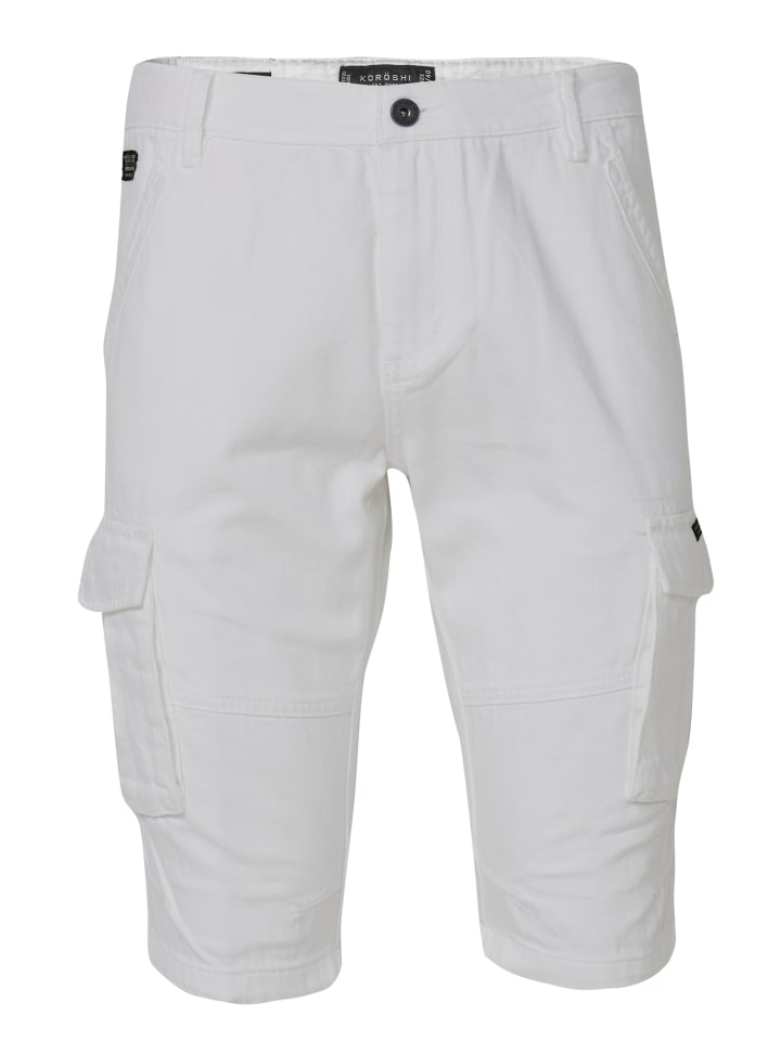 Entspannte cargo-twill-caprihosen in weiß