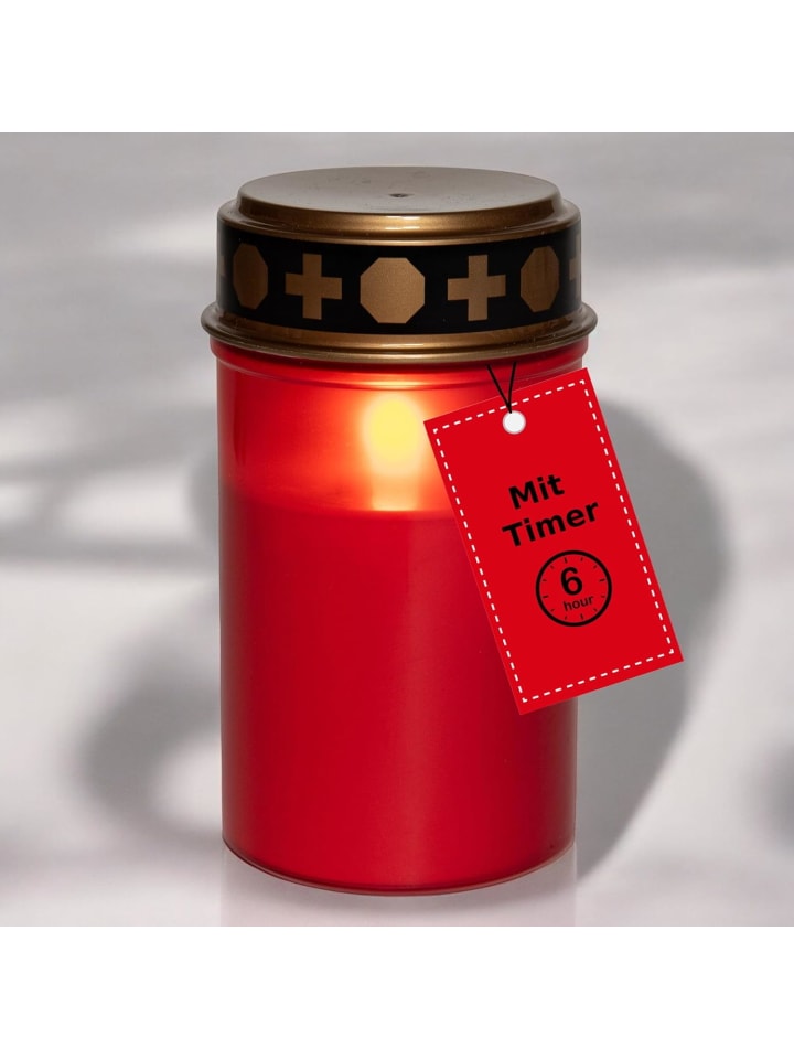 Novaliv Grablicht LED ohne Batterie und Timer 6/18 LED Grablicht rot D in Rot