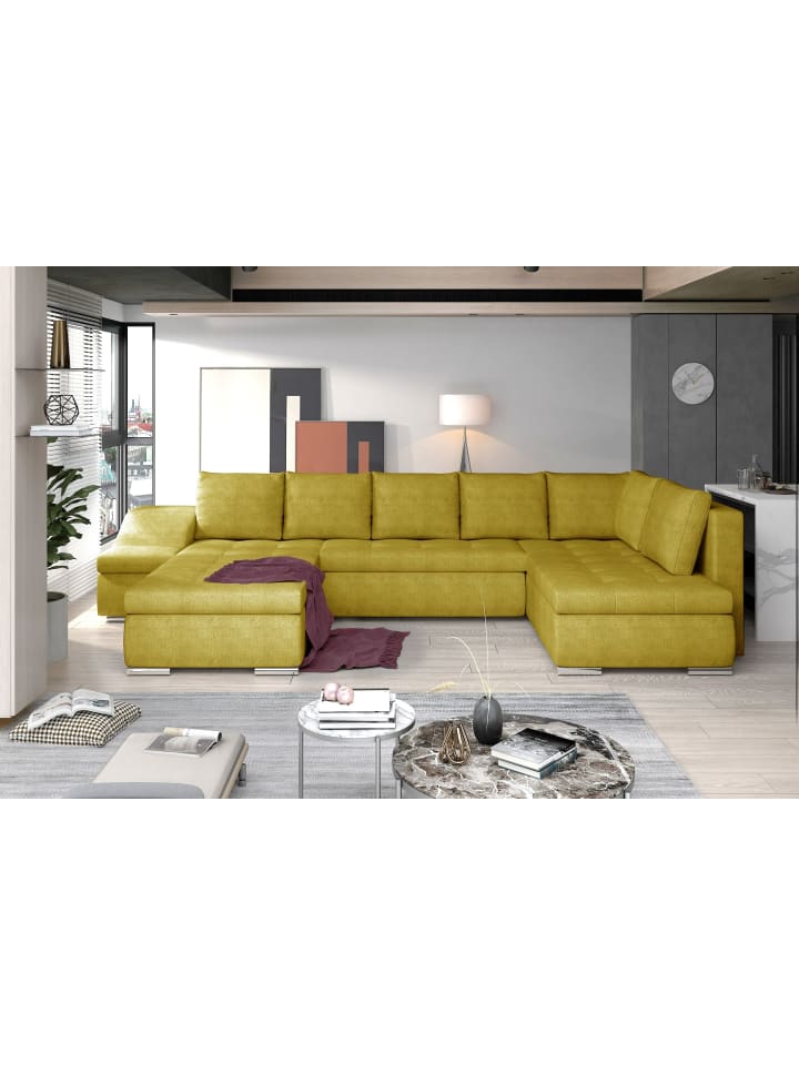 Gio Recamiere Links in Senf - (L) 190 x (B) 351 x (H) 82 cm