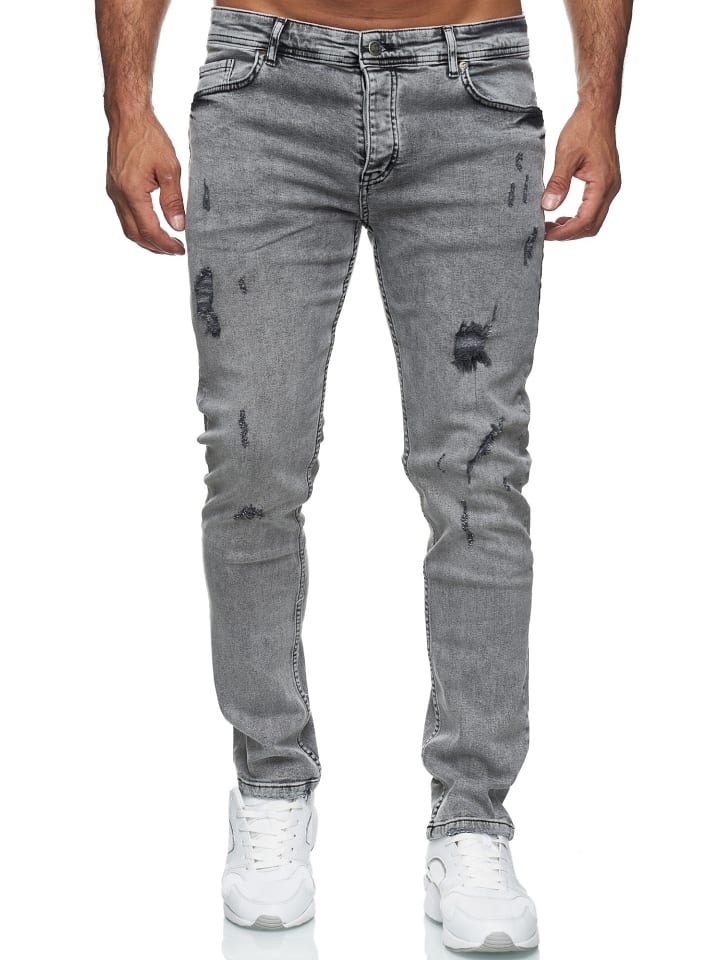 Jeans Destroyed Stretch Denim in grau