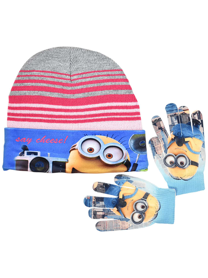 Set Mütze & Handschuhe Minions in Bunt