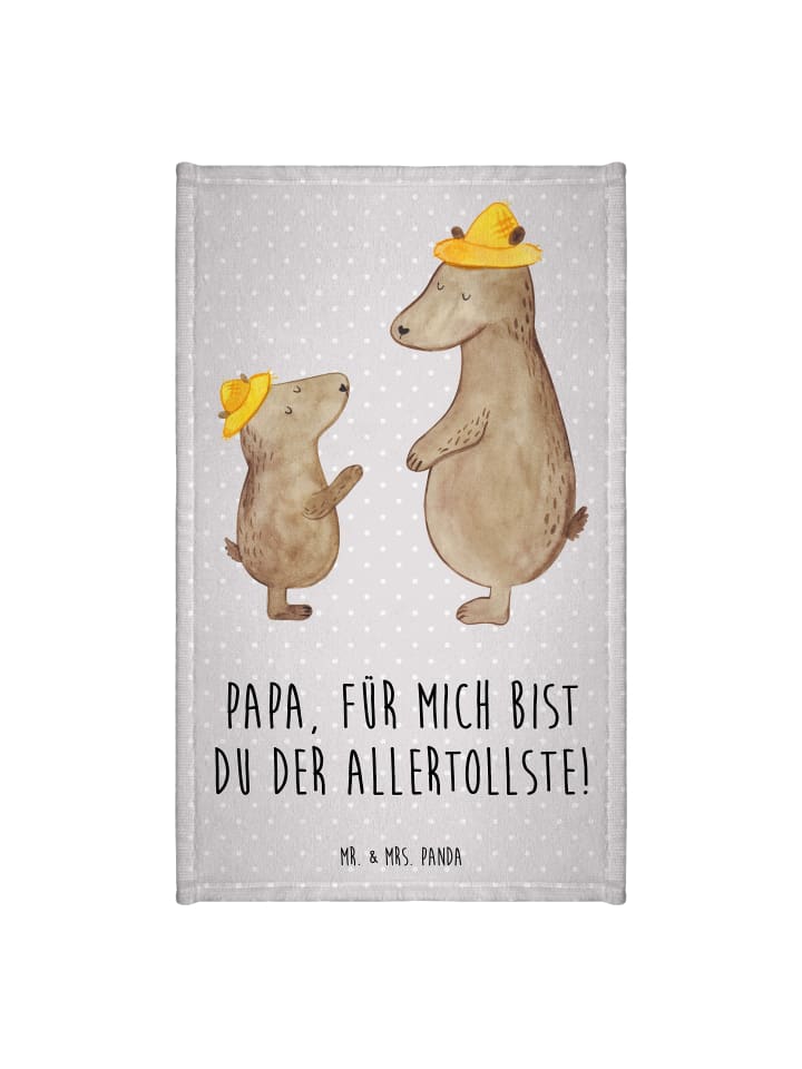 Handtuch Bären mit Hut mit Spruch in Grau Pastell
