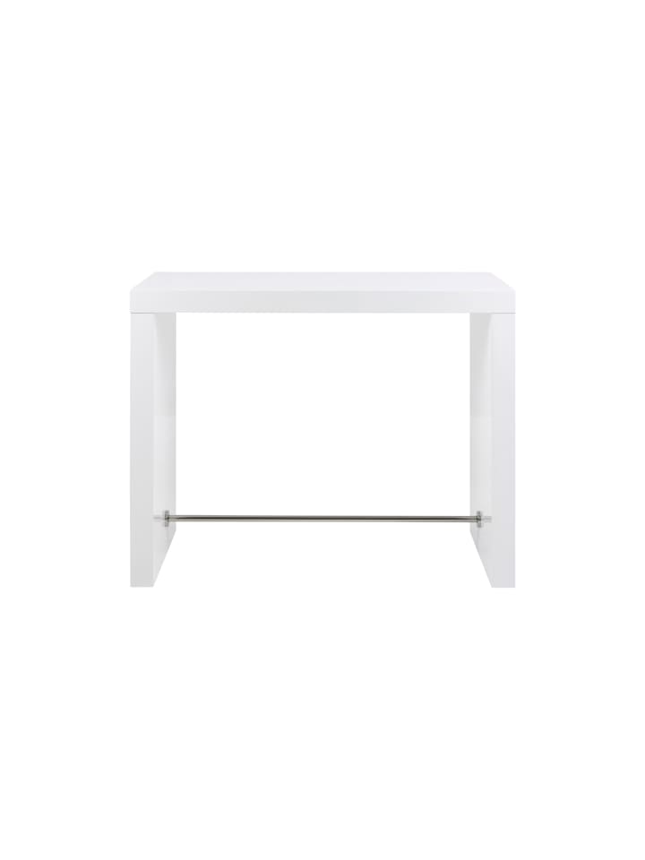 Stehtisch 130x60 cm für 4 Personen mit Chrom-Strebe und MDF Hochglanz in Weiß
