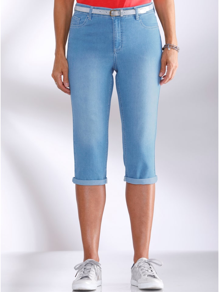 Capri-Jeans in blue-bleached