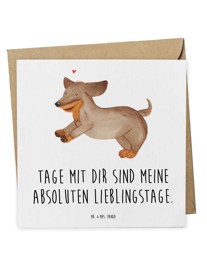 Klappkarte Hund Dackel mit Spruch in Weiß