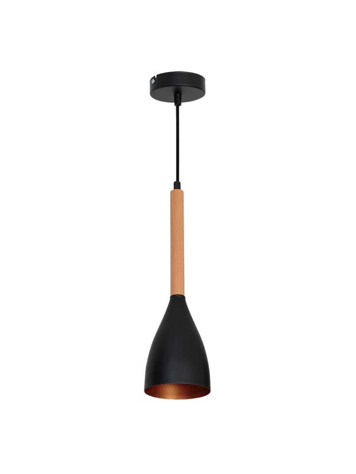 Pendelleuchte (B)11 x (L)11 x (T)115 cm in Schwarz Gold helles Holz