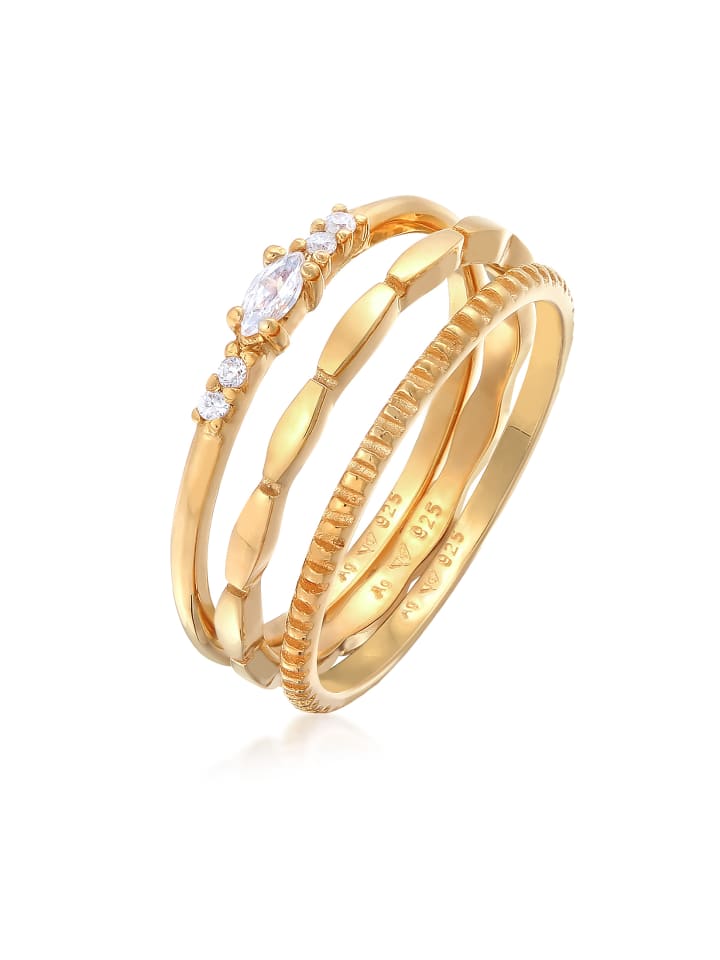 Ring 925 Sterling Silber Ring Set in Gold
