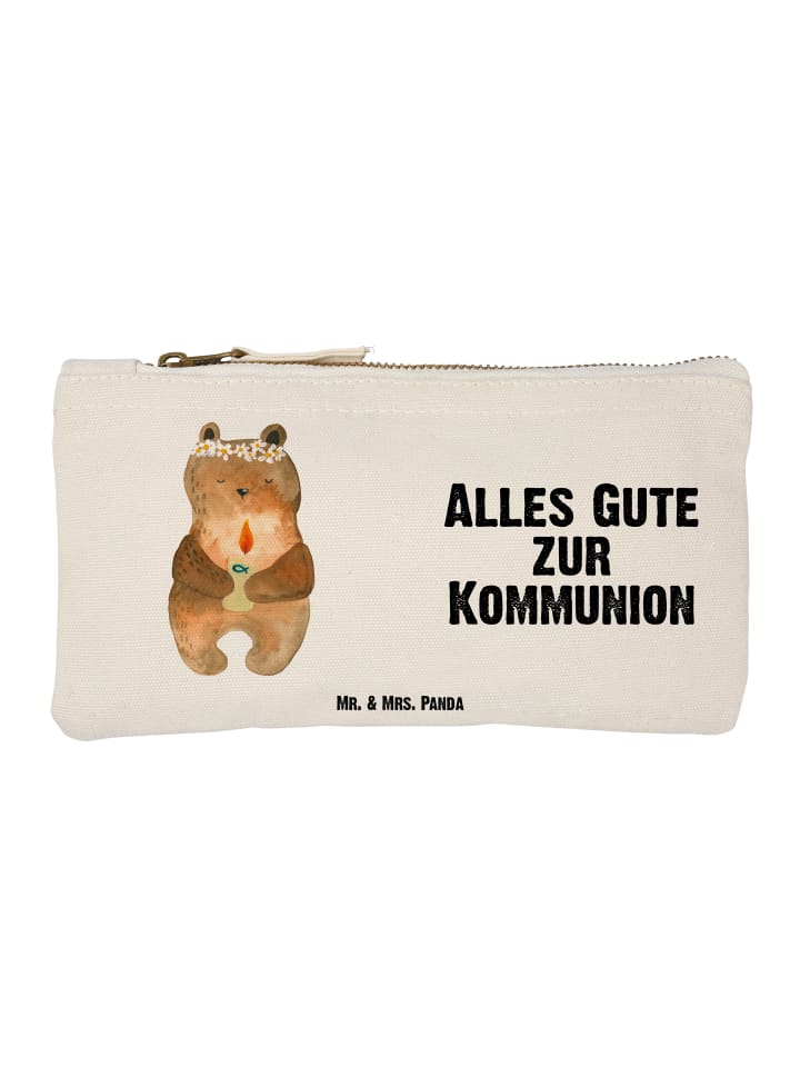 Federmappe Bär Kommunion mit Spruch in Weiß