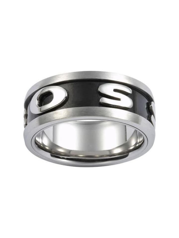 Fossil Herrenring aus Edelstahl in Silber/Schwarz