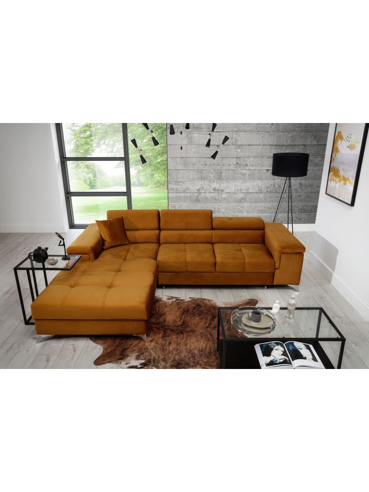 Ricky Recamiere Links in Senf - (L) 205 x (B) 281 x (H) 88 cm