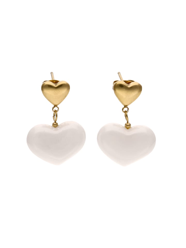 Women Pair Of Earrings in Gold White