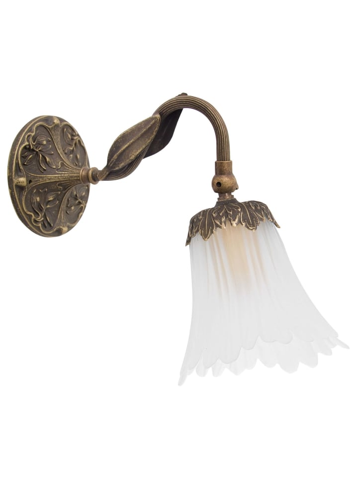 Wandlampe (B)12 x (H)23.5 cm in Bronze Antik matt Weiß