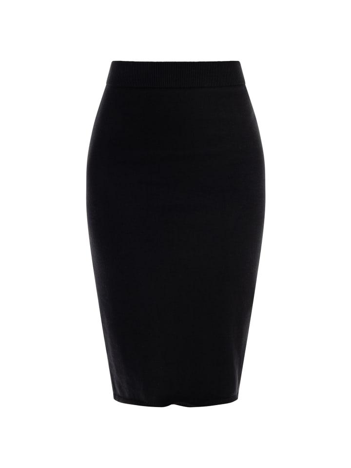 Damen Strick Midirock in Schwarz