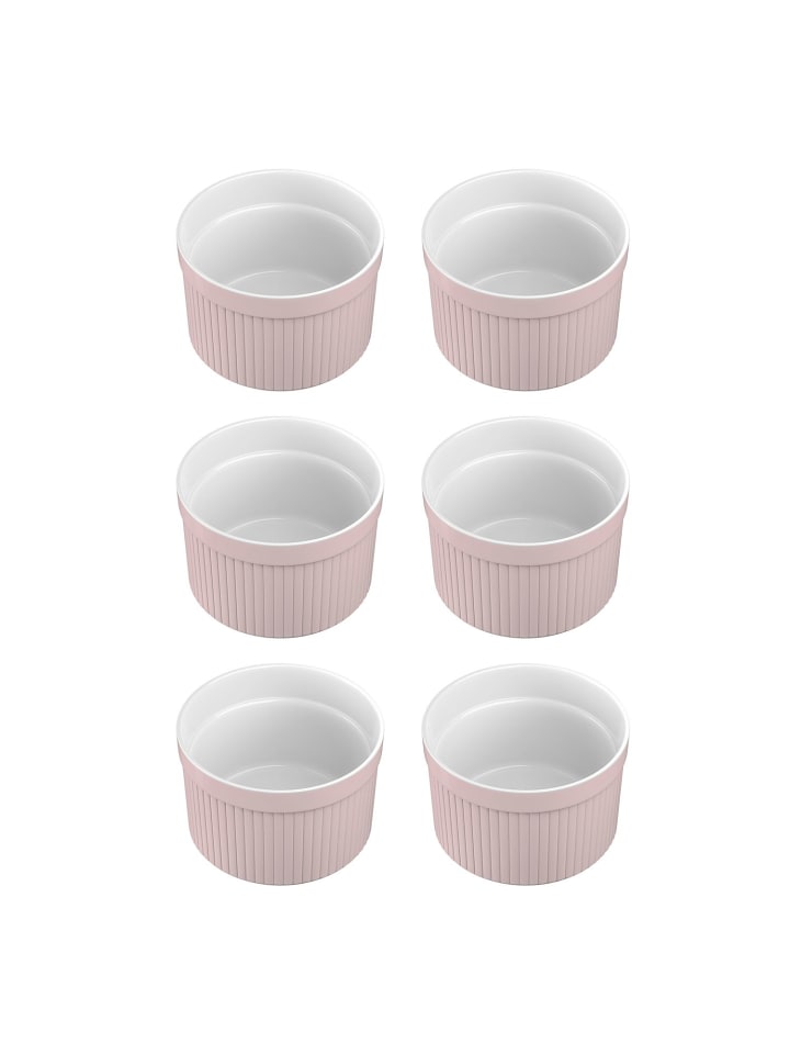 6-teiliges Set Souffléformen Auflaufförmchen in Hell Pink