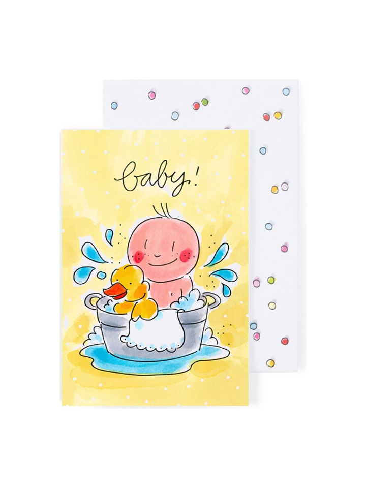 Grußkarte Baby - Spritziges Willkommen in Bunt - 17 x 11,5cm