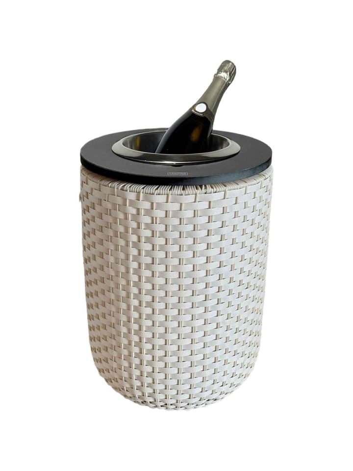 4-in-1 Loungetisch mit Edelstahl-Kühler London in Champagner/Schwarz 50 cm