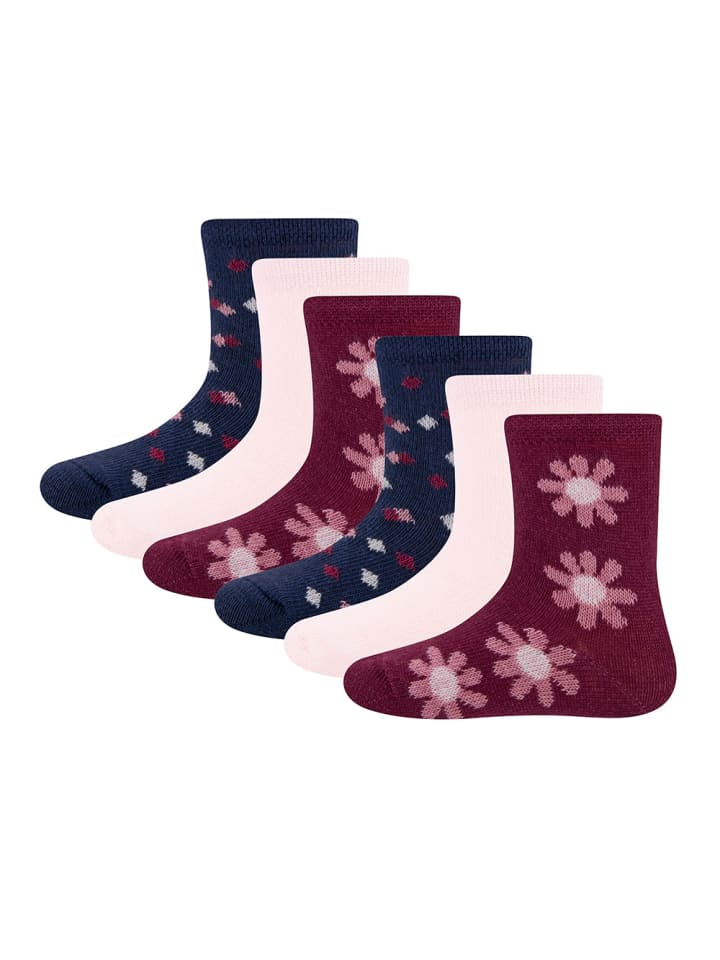 6er-Set Socken 6er Pack Blumen/Punkte in bunt