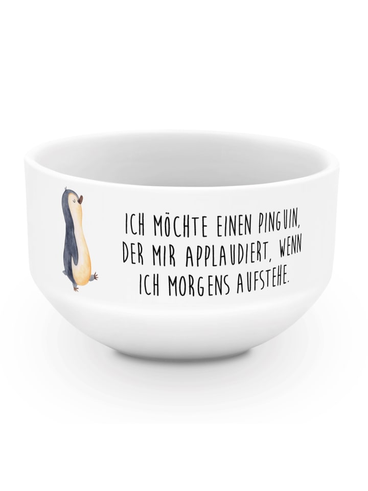 Smoothie Bowl Pinguin mHerzieren mit Spruch in Weiß