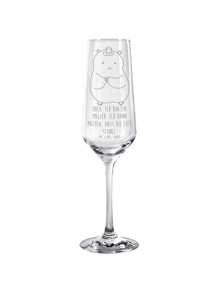 Champagnerglas Hamster Hut mit Spruch in Transparent