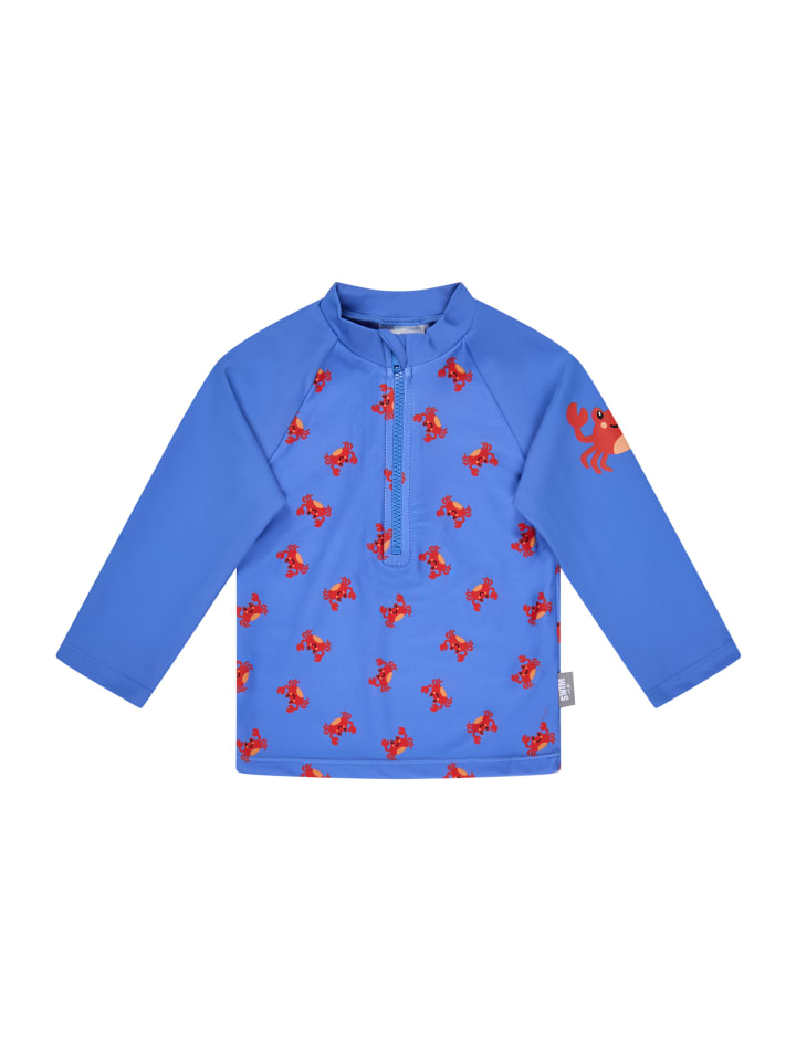 Badeshirt langarm Krabbe in bläulich