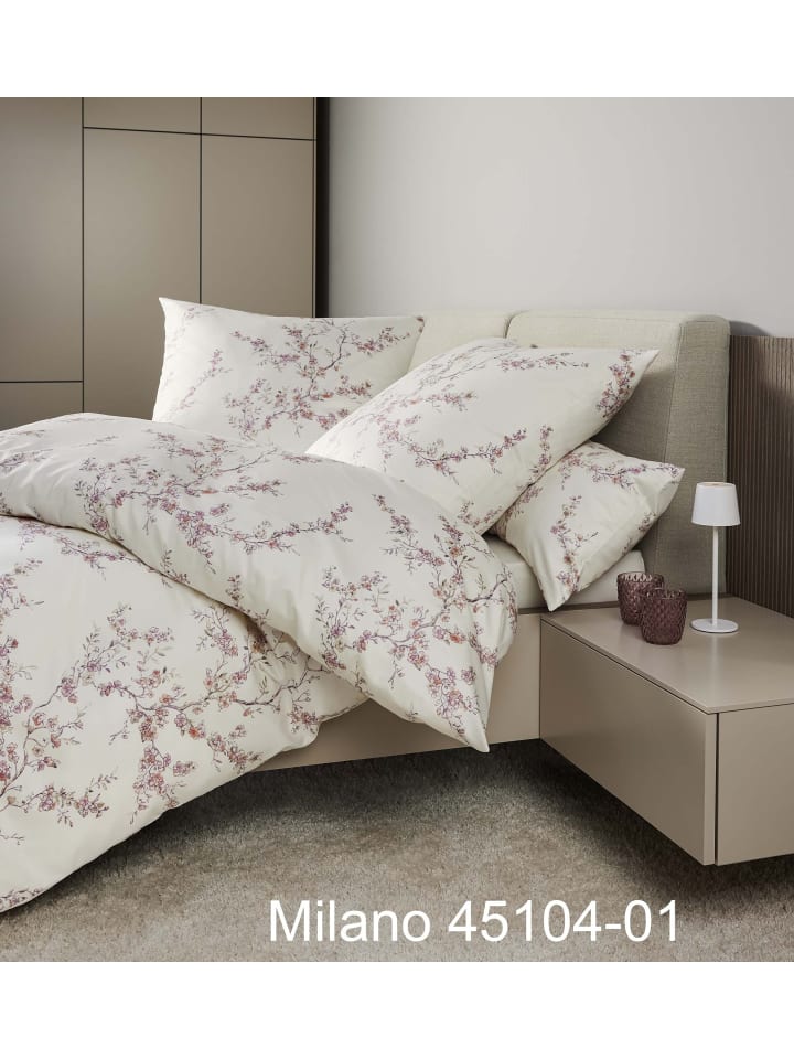 Janine Baumwoll Bettwäsche Milano in rosa beere