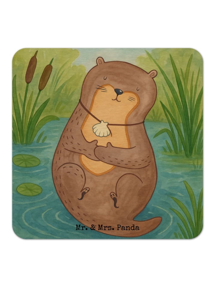 Tischuntersetzer Otter Muschel Design ohne Spruch in Weiß