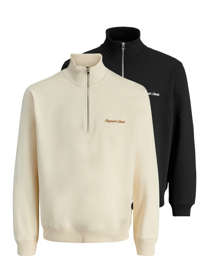 Sweattroyer Norrebro in Schwarz / beige