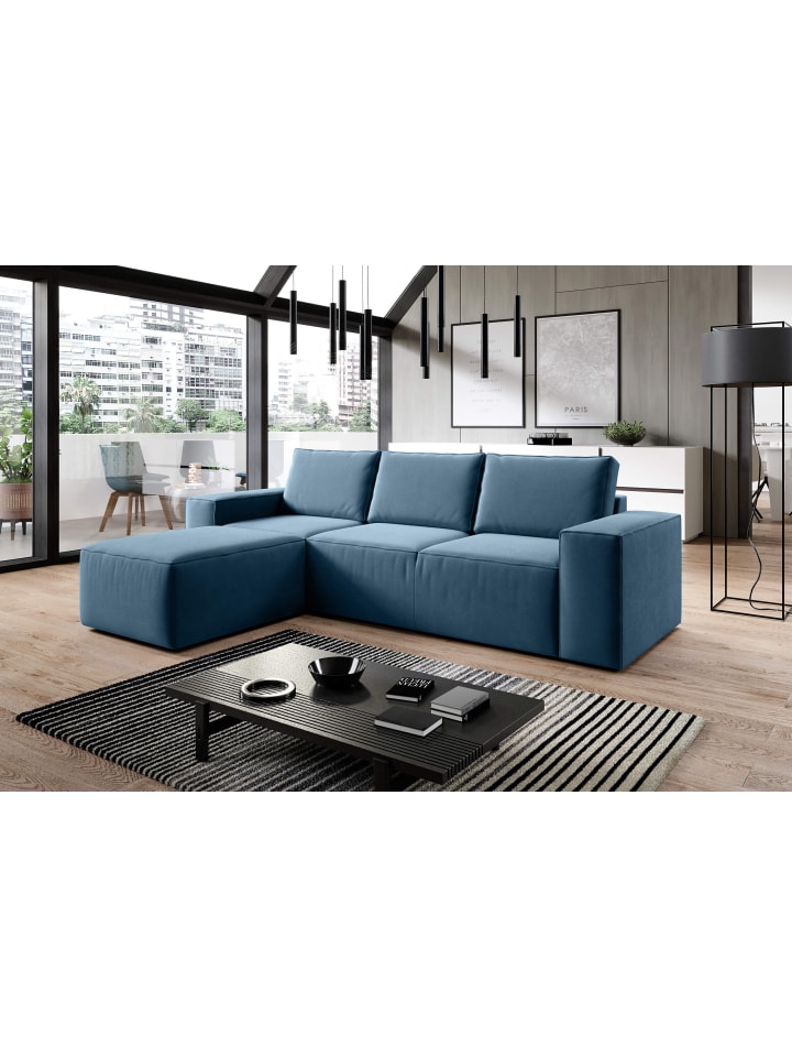 Rush Recamiere Links in Blau -  (L) 302 x (B) 302 x (H) 95 cm
